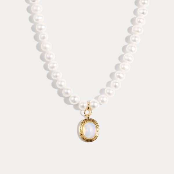 18K Gold Moonstone Pearl Necklace – Elegant Jewelry for Thanksgiving or New Year’s Eve